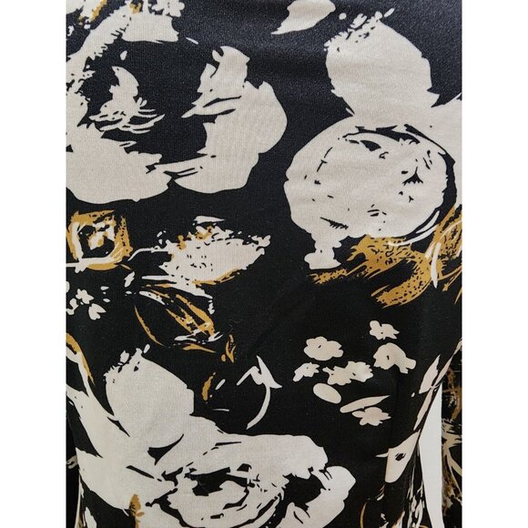 Nice Papillon Blanc Noir Zip Front Floral Print Jacket Size L Lightweight Classy - Picture 8 of 9